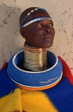 Rings to lengthen the neck of a man from an African tribe